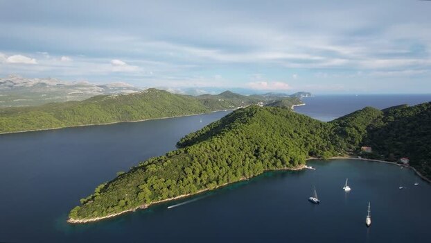 Aerial view of forested islands Elaphiti islands Dalmatian Coast Croatia. Aerial view of forested islands Elaphiti islands Dalmatian Coast Croatia.