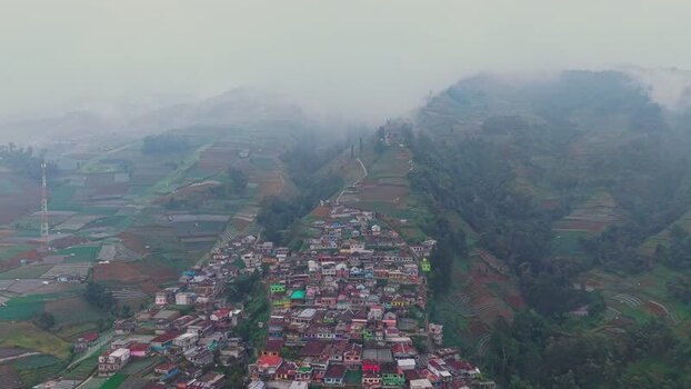 Aerial view of Nepal Van Java village in Magelang Indonesia. Aerial view of Nepal Van Java village in Magelang Indonesia.
