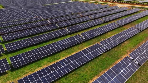 Aerial view of solar panels in Lebanon United States.