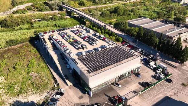 Aerial view of car dealership in Via Baraccola Italy.