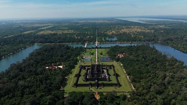 Aerial view of Angkor Wat temple complex Cambodia. Aerial view of Angkor Wat temple complex Cambodia.