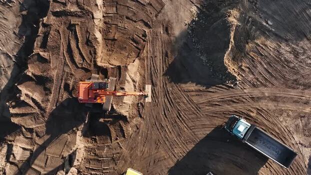 Aerial view of construction site with machinery in Netherlands.