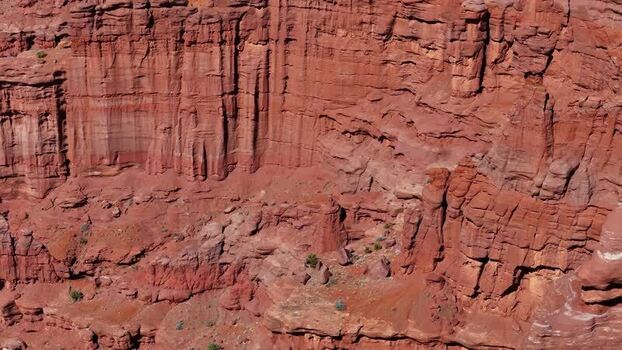 Aerial view of Fisher Towers red rock formations in Utah United States.