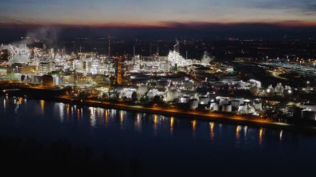 Aerial view of BASF industrial complex Germany. Aerial view of BASF industrial complex Germany.