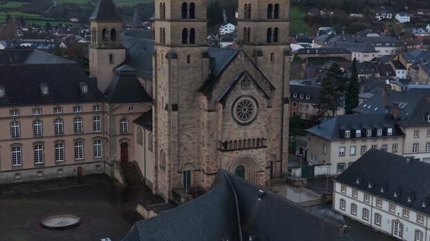 Aerial view of Echternach Abbey in Echternach Luxembourg.