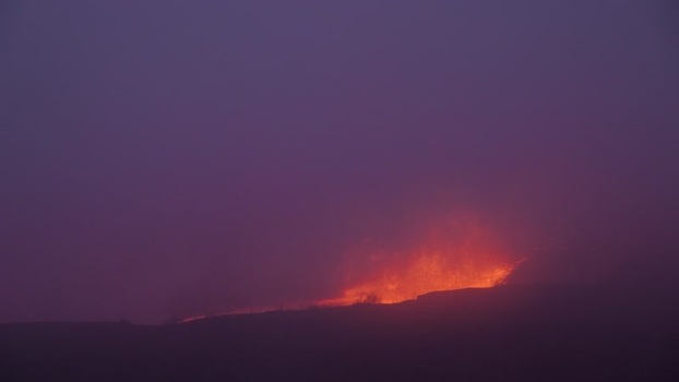 View of glowing lava at Halemaumau Crater United States.