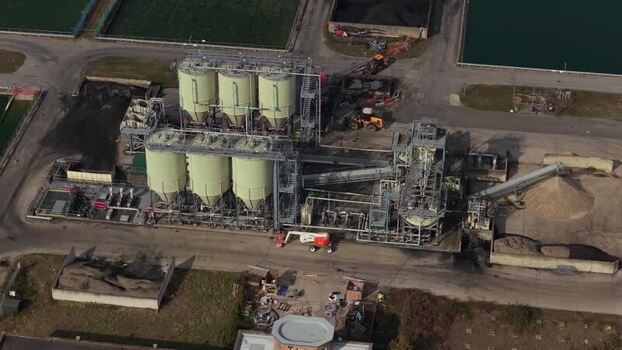 Aerial view of Ashford Common Water Treatment Works United Kingdom.