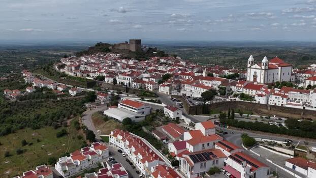 Aerial view of Castle of Castelo de Vide Portugal.