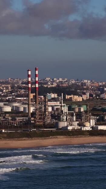 Aerial view of industrial complex Portugal.