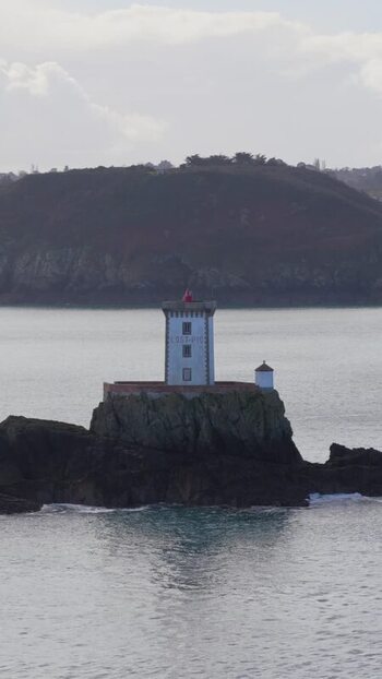 Aerial view of Phare de L Ost Pic lighthouse France.