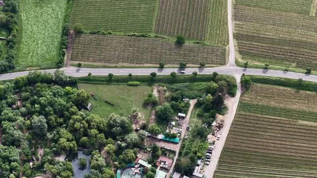 Aerial view of vineyards and rural roads in Ribeauville France. Aerial view of vineyards and rural roads in Ribeauville France.