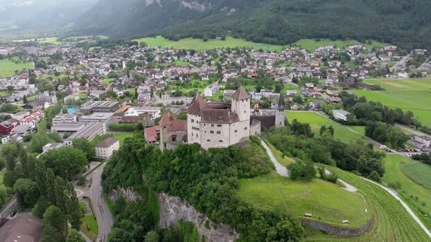 Aerial view of Vaduz Castle Liechtenstein.