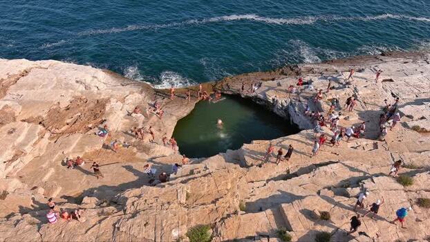 Aerial view of Giola natural pool in Thasos Greece. Aerial view of Giola natural pool in Thasos Greece.