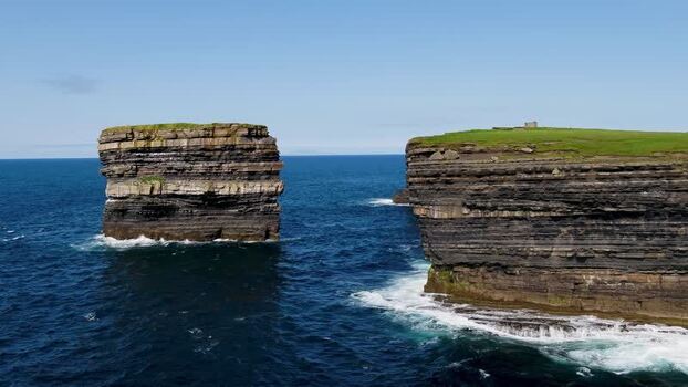 Aerial view of Dun Briste sea stack in Ballycastle Ireland. Aerial view of Dun Briste sea stack in Ballycastle Ireland.