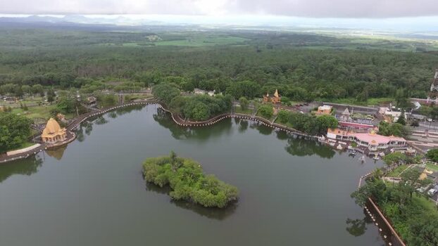 Aerial view of Grand Bassin in Savanne District Mauritius.