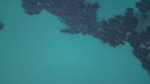 Aerial view of the Mediterranean sea near the coast of Spain.