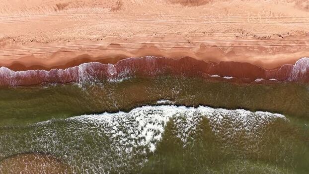 Aerial view of Baltic Sea coastline in Ristna Estonia.