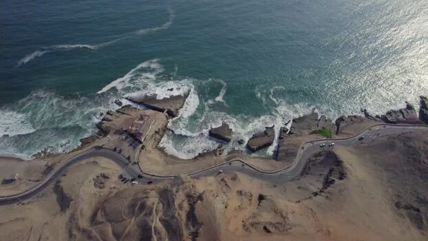 Aerial view of Morro Solar coastline in Chorrillos Peru. Aerial view of Morro Solar coastline in Chorrillos Peru.