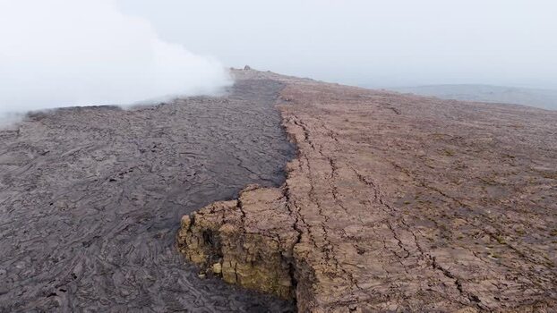 Aerial view of Erta Ale Volcano with lava flows and steam Ethiopia. Aerial view of Erta Ale Volcano with lava flows and steam Ethiopia.
