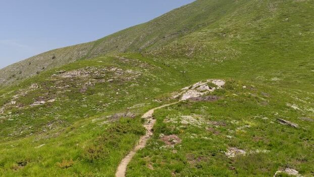 Aerial view of hiking trail in Carrara Italy. Aerial view of hiking trail in Carrara Italy.