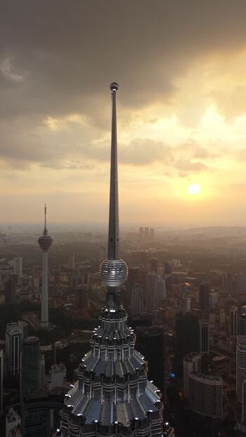 Aerial view of Petronas Towers Malaysia.