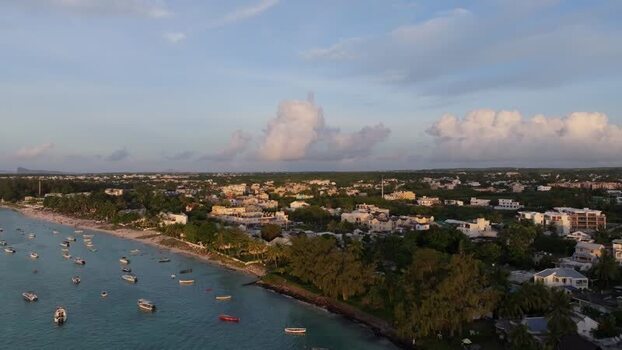Aerial view of Cap Malheureux coastline in Mauritius.