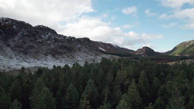 Aerial view of snowy mountains and forest in Coyhaique Alto Chile. Aerial view of snowy mountains and forest in Coyhaique Alto Chile.