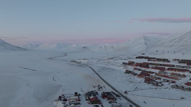 Aerial view of Longyearbyen in the snowy arctic Svalbard and Jan Mayen. Aerial view of Longyearbyen in the snowy arctic Svalbard and Jan Mayen.