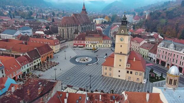 Aerial view of Council Square in Brasov Romania. Aerial view of Council Square in Brasov Romania.