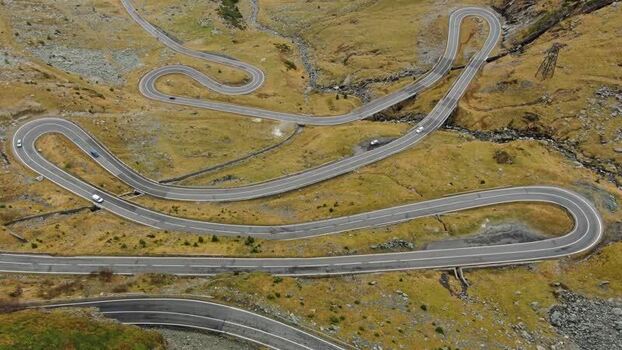 Aerial view of Transfagarasan road Romania. Aerial view of Transfagarasan road Romania.