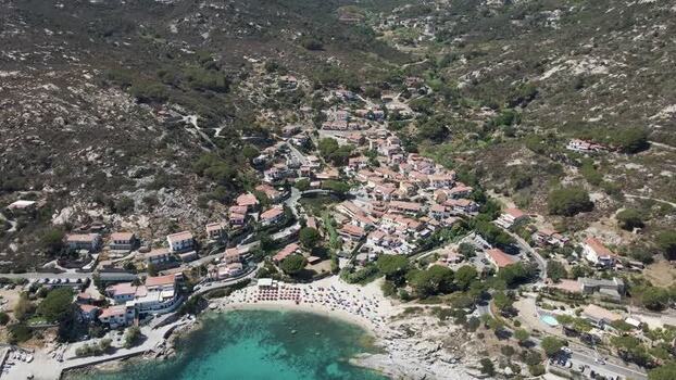 Aerial View of Seccheto Elba Island Tuscany Italy.