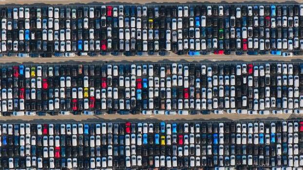 Aerial view of cars at Civitavecchia Port Italy. Aerial view of cars at Civitavecchia Port Italy.