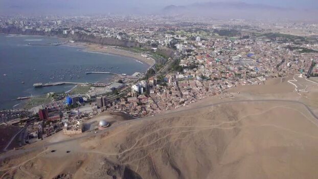 Aerial view of Morro Solar and the coastline of Chorrillos Peru. Aerial view of Morro Solar and the coastline of Chorrillos Peru.