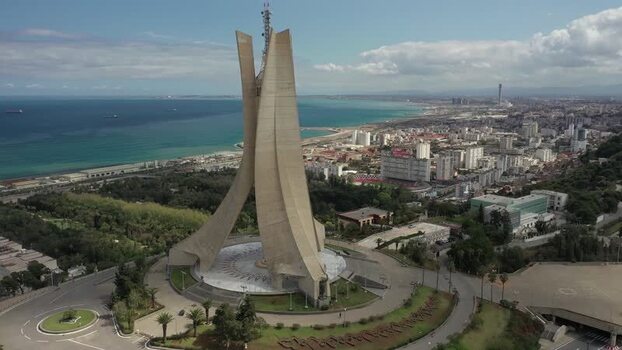 Aerial view of Maqam Echahid in Algiers Algeria.