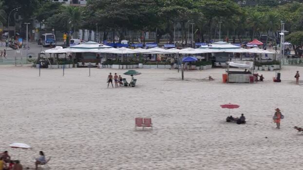Aerial view of Copacabana Beach in Rio de Janeiro Brazil.
