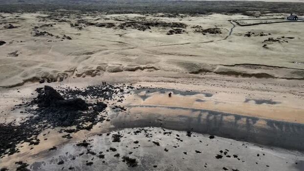 Aerial view of the beach Budarfjara Iceland.