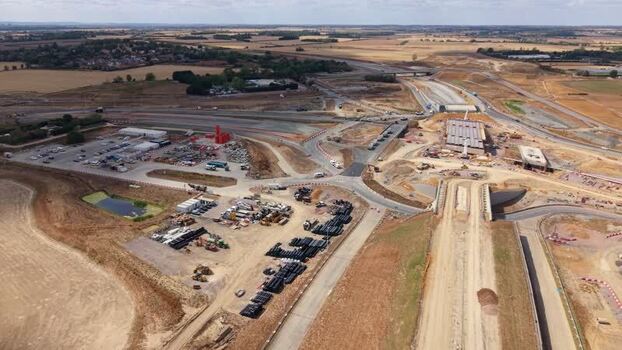 Aerial view of Black Cat Roundabout construction United Kingdom.