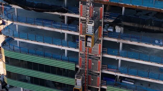 Aerial view of construction site in Kendall Square United States. Aerial view of construction site in Kendall Square United States.