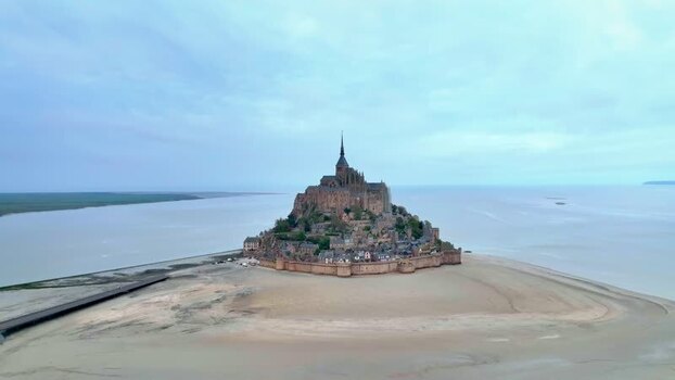 Aerial View of Mont Saint Michel in Normandy France.