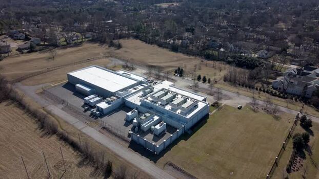 Aerial view of a large industrial building United States.