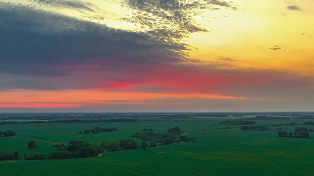 Aerial view of green fields at sunset Latvia. Aerial view of green fields at sunset Latvia.