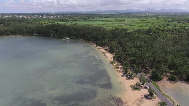 Aerial view of Cap Malheureux coastline Mauritius.