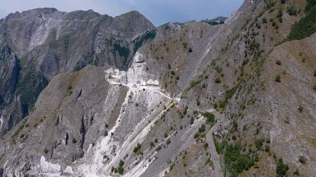 Aerial view of Carrara marble quarries in Tuscany Italy. Aerial view of Carrara marble quarries in Tuscany Italy.
