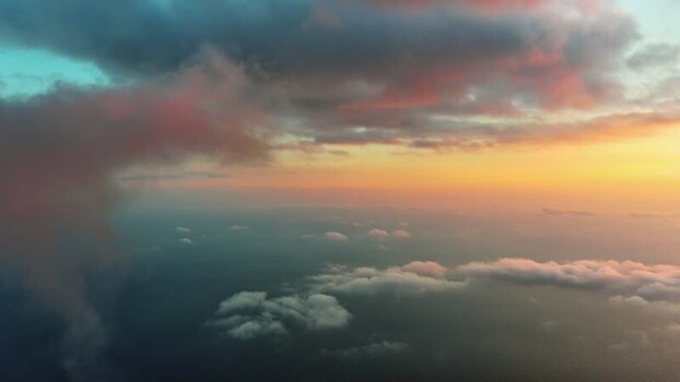 Aerial view of golden sunset clouds over the horizon Montenegro. Aerial view of golden sunset clouds over the horizon Montenegro.
