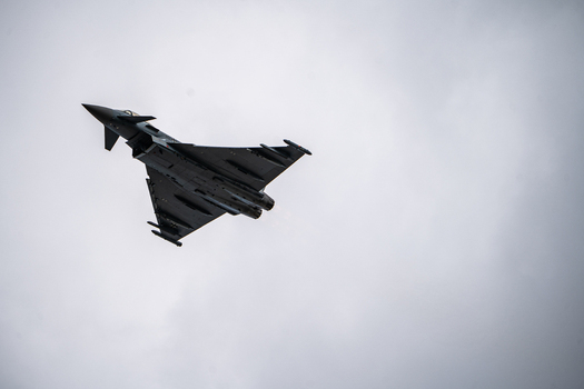 Berlin Berlin Germany 13 June 2026 View of a Eurofighter Typhoon fighter jet performing an aerial display at the ILA Berlin Air Show against a cloudy sky. Berlin Berlin Germany 13 June 2026 View of a Eurofighter Typhoon fighter jet performing an aerial display at the ILA Berlin Air Show against a cloudy sky.