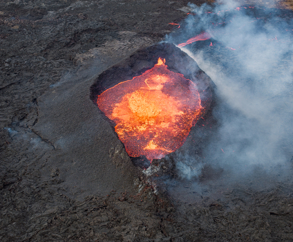 Aerial view of the volcanic crater at the Litli Hrutur eurption at Reykjanes peninsula Iceland. Aerial view of the volcanic crater at the Litli Hrutur eurption at Reykjanes peninsula Iceland.
