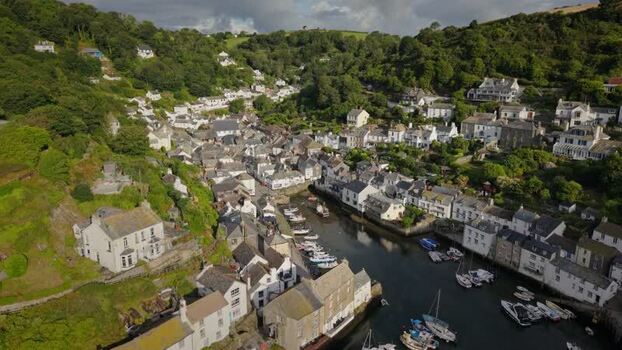 Aerial view of the fishing village of Polperro United Kingdom. Aerial view of the fishing village of Polperro United Kingdom.