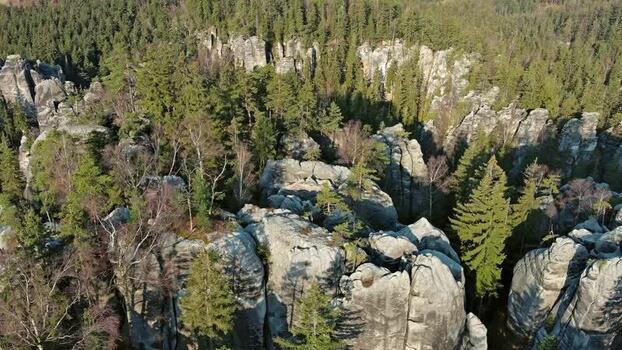Aerial view of Adrspach Teplice Rocks Czechia.