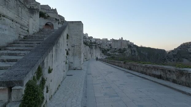 Aerial view of Sassi di Matera in Matera Italy.