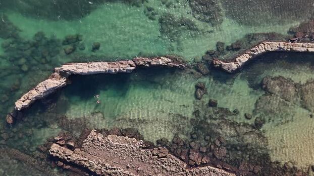 Aerial view of Praia das Avencas in Cascais Portugal.